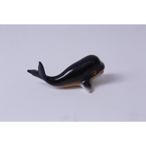 Hegan Reneker Bone China Sperm Whale, Black, Little, Tiny, 2", Figurine, Ceramic - Picture 2 of 3